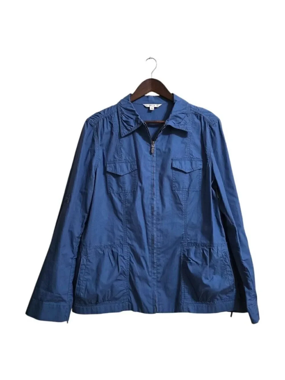 Cabi Blue Fly Away Lightweight Cargo Utility Jacket Sz L